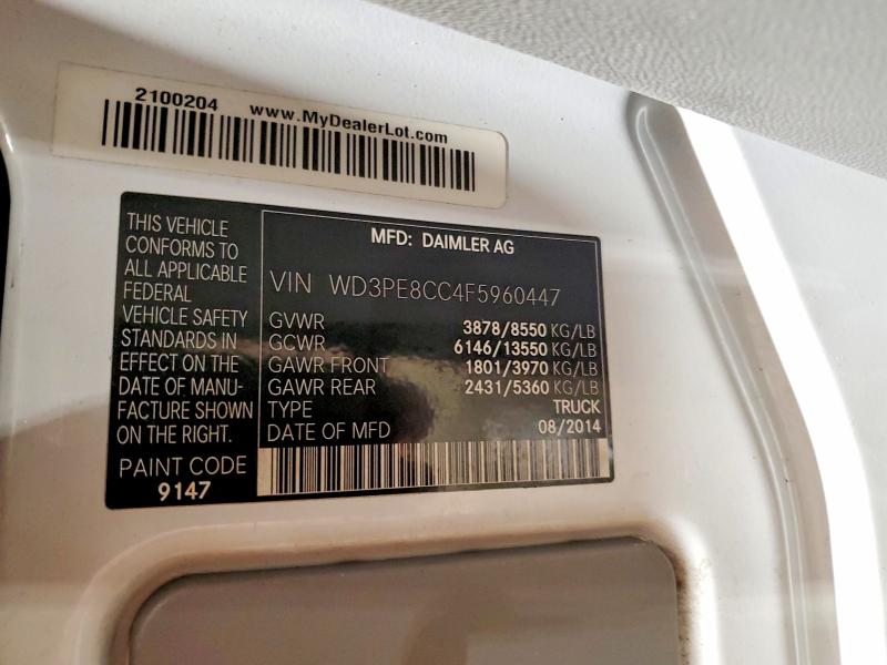 45838946 :رقم المزاد ، WD3PE8CC4F5960447 vin ، 2015 Mercedes Benz Sprinter مزاد بيع