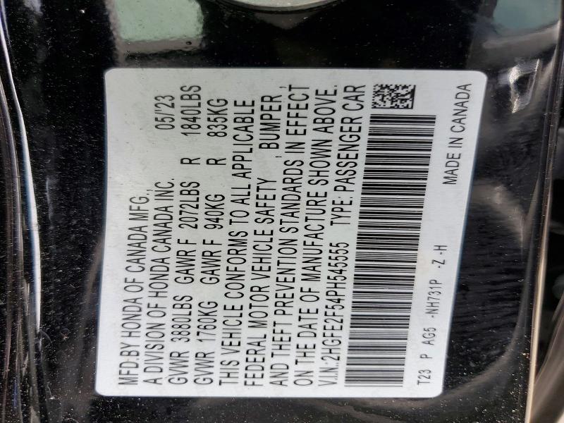 Продажа на аукционе авто 2023 Honda Civic, vin: 2HGFE2F54PH545555, номер лота: 46065056