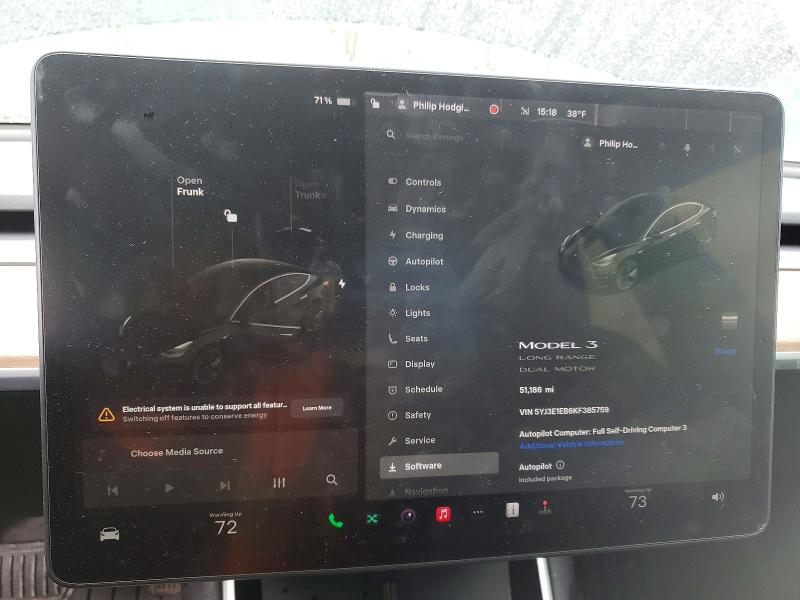Aukcja sprzedaży 2019 Tesla Model 3, vin: 5YJ3E1EB6KF385759, numer aukcji: 46233836