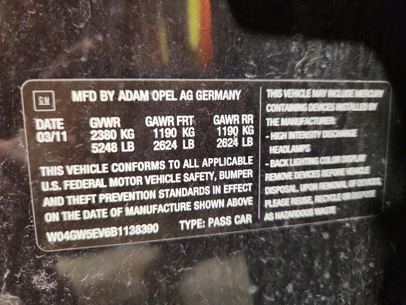 Продаж на аукціоні авто 2011 Buick Regal, vin: W04GW5EV6B1138390, номер лоту: 47228336