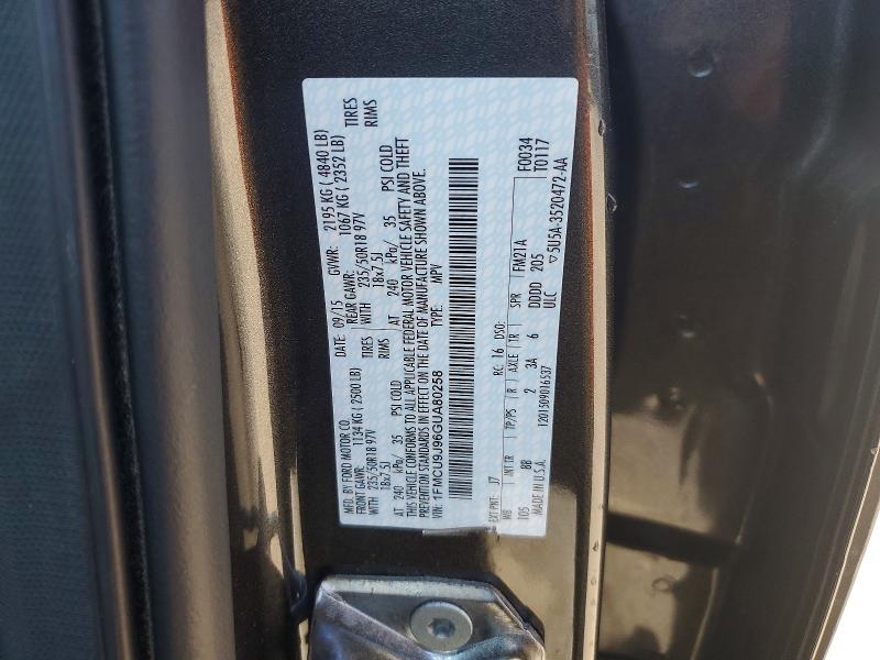 Продаж на аукціоні авто 2016 Ford Escape, vin: 1FMCU9J96GUA80258, номер лоту: 47011726