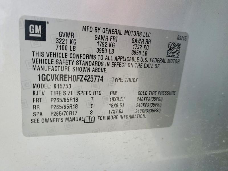 Продажа на аукционе авто 2015 Chevrolet Silverado, vin: 1GCVKREH0FZ425774, номер лота: 78825645