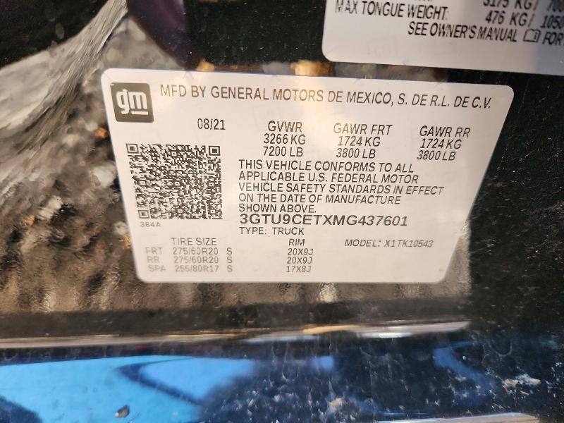 Aukcja sprzedaży 2021 Gmc Sierra, vin: 3GTU9CETXMG437601, numer aukcji: 46863896