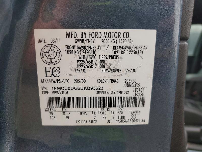 Продажа на аукционе авто 2011 Ford Escape, vin: 1FMCU0DG6BKB93623, номер лота: 41964556