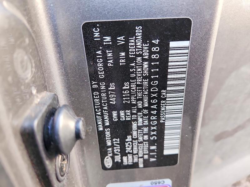 2013 Kia Optima მანქანა იყიდება აუქციონზე, vin: 5XXGR4A6XDG111884, აუქციონის ნომერი: 46552836