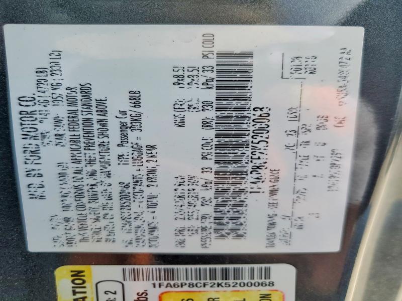 Продажа на аукционе авто 2019 Ford Mustang, vin: 1FA6P8CF2K5200068, номер лота: 46749676