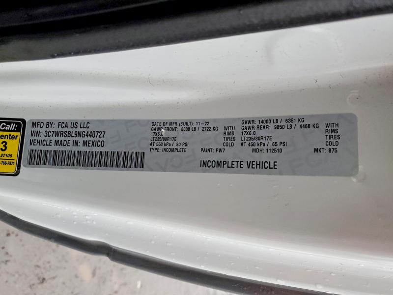Продажа на аукционе авто 2022 Ram 3500, vin: 3C7WRSBL9NG440727, номер лота: 45524366