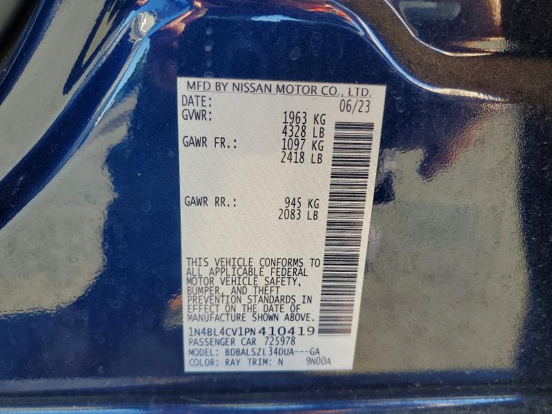 Продажа на аукционе авто 2023 Nissan Altima, vin: 1N4BL4CV1PN410419, номер лота: 46550566