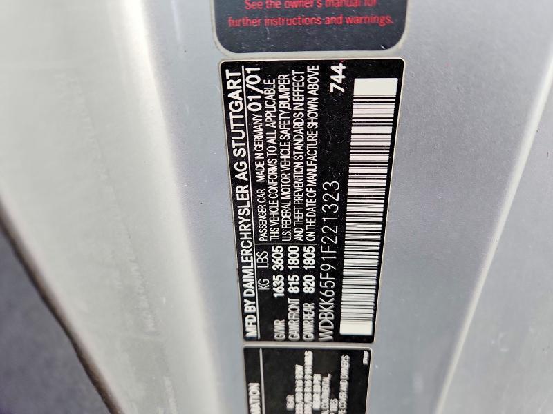 Продажа на аукционе авто 2001 Mercedes-benz Slk, vin: WDBKK65F91F221323, номер лота: 46832376