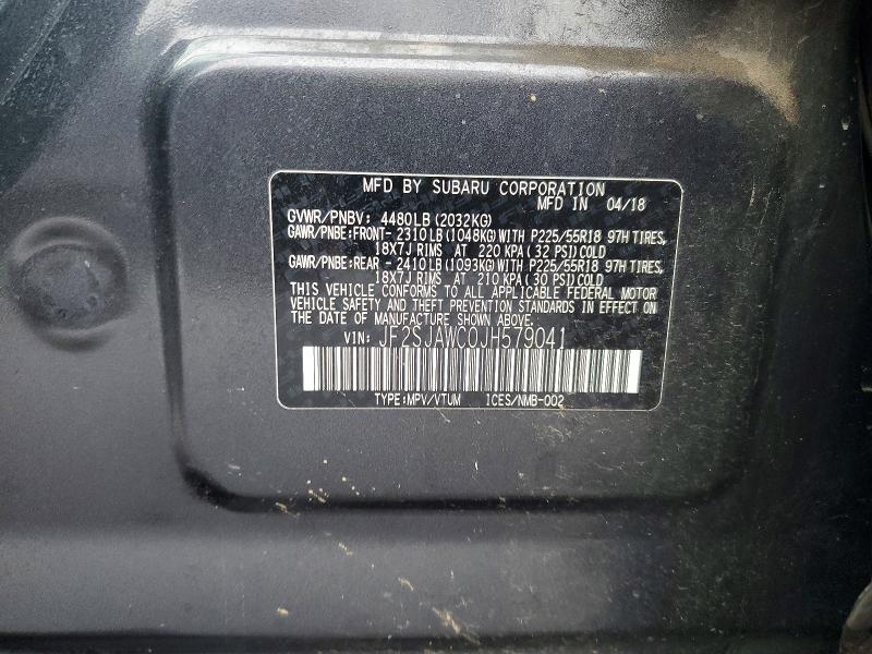 79986215 :رقم المزاد ، JF2SJAWC0JH579041 vin ، 2018 Subaru Forester مزاد بيع