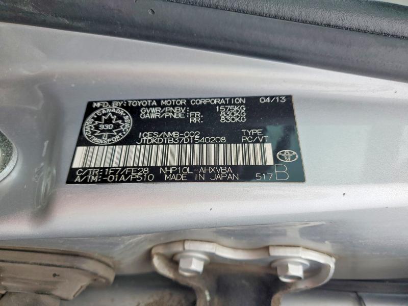 45737396 :رقم المزاد ، JTDKDTB37D1540208 vin ، 2013 Toyota Prius C مزاد بيع