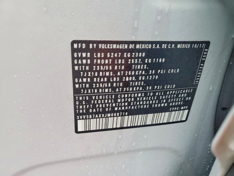 45943906 :رقم المزاد ، 3VV3B7AX9JM068714 vin ، 2018 Volkswagen Tiguan مزاد بيع