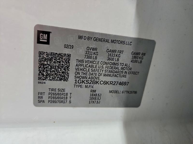 Продажа на аукционе авто 2019 Gmc Yukon, vin: 1GKS2BKC6KR274697, номер лота: 46192256