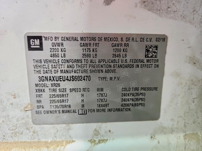 Aukcja sprzedaży 2018 Chevrolet Equinox, vin: 3GNAXUEU4JS602470, numer aukcji: 46296716