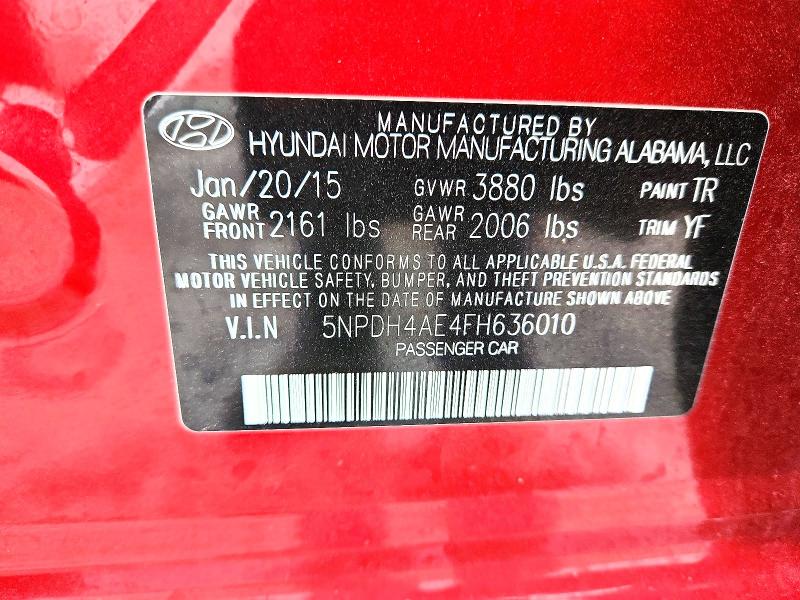 Aukcja sprzedaży 2015 Hyundai Elantra, vin: 5NPDH4AE4FH636010, numer aukcji: 79431275