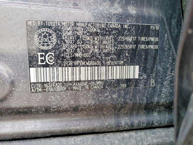 2020 Toyota Rav4 მანქანა იყიდება აუქციონზე, vin: 2T3R1RFV4LW088496, აუქციონის ნომერი: 41586486