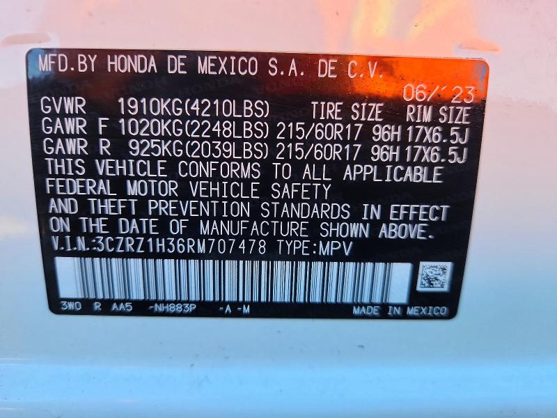 Продажа на аукционе авто 2024 Honda Hr-v, vin: 3CZRZ1H36RM707478, номер лота: 46928776