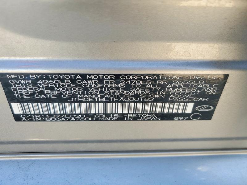 Продаж на аукціоні авто 2015 Lexus Gs, vin: JTHCE1BL1FA000182, номер лоту: 46429006