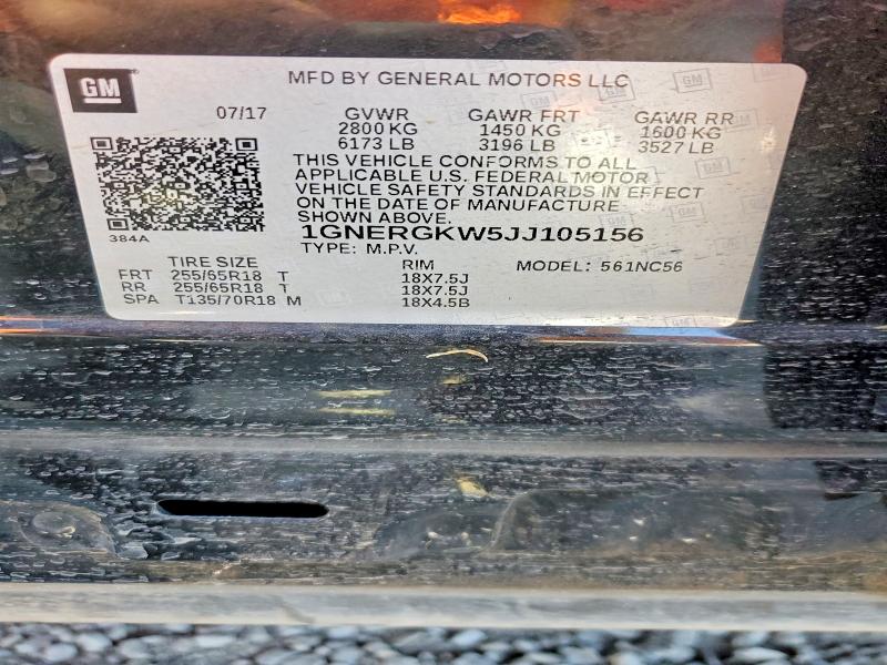 Aukcja sprzedaży 2018 Chevrolet Traverse, vin: 1GNERGKW5JJ105156, numer aukcji: 45547226