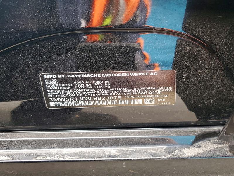 48073886 :رقم المزاد ، 3MW5R1J03L8B23878 vin ، 2020 Bmw 330i مزاد بيع