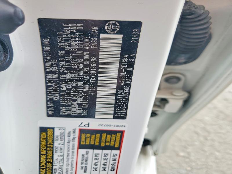 Aukcja sprzedaży 2016 Toyota Camry Hyb Le/se/xle, vin: 4T1BF1FKXGU136298, numer aukcji: 48046536