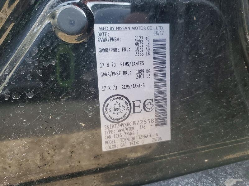 Aukcja sprzedaży 2017 Nissan Rogue, vin: 5N1AT2MVXHC872558, numer aukcji: 47031606