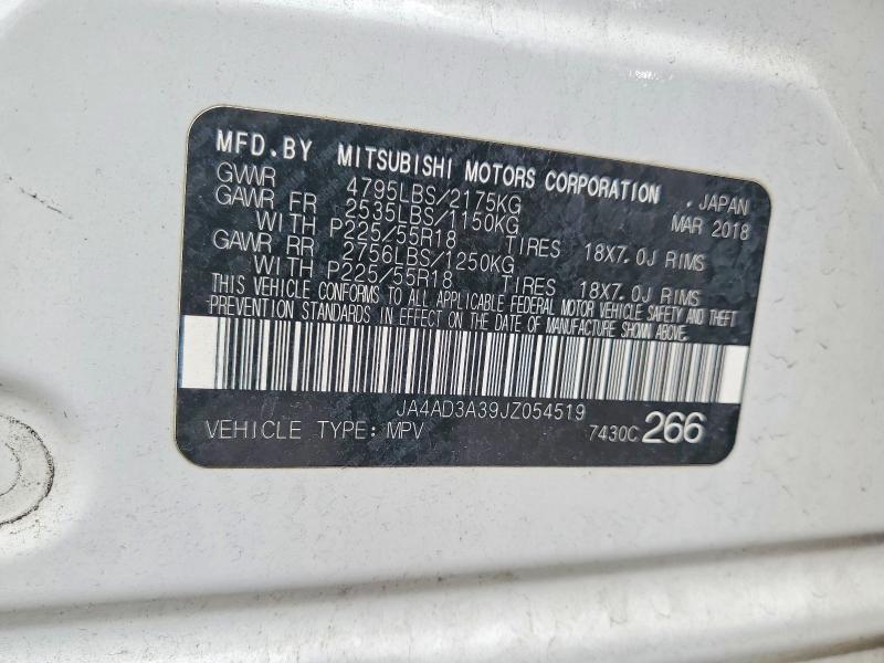 Продаж на аукціоні авто 2018 Mitsubishi Outlander, vin: JA4AD3A39JZ054519, номер лоту: 41980836
