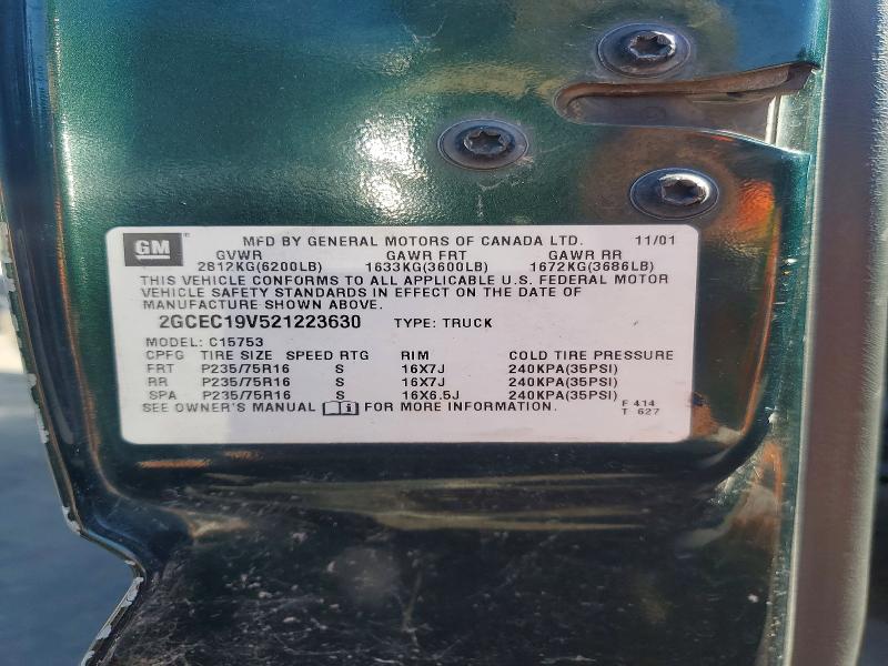2002 Chevrolet Silverado მანქანა იყიდება აუქციონზე, vin: 2GCEC19V521223630, აუქციონის ნომერი: 79319775