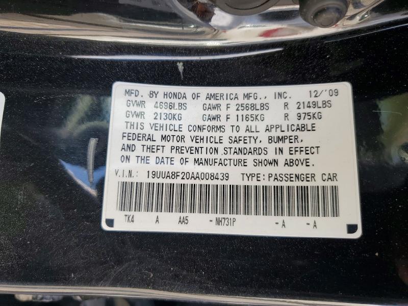 47753616 :رقم المزاد ، 19UUA8F20AA008439 vin ، 2010 Acura Tl مزاد بيع
