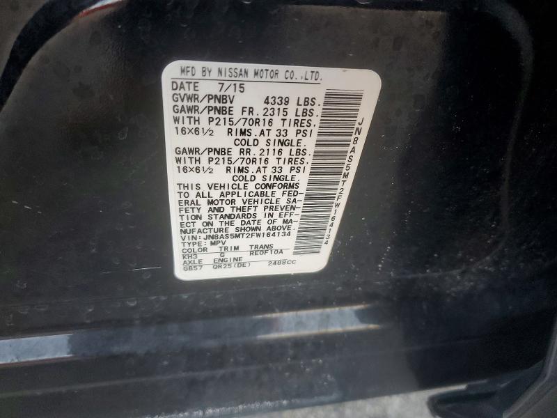 47223526 :رقم المزاد ، JN8AS5MT2FW164134 vin ، 2015 Nissan Rogue Select مزاد بيع