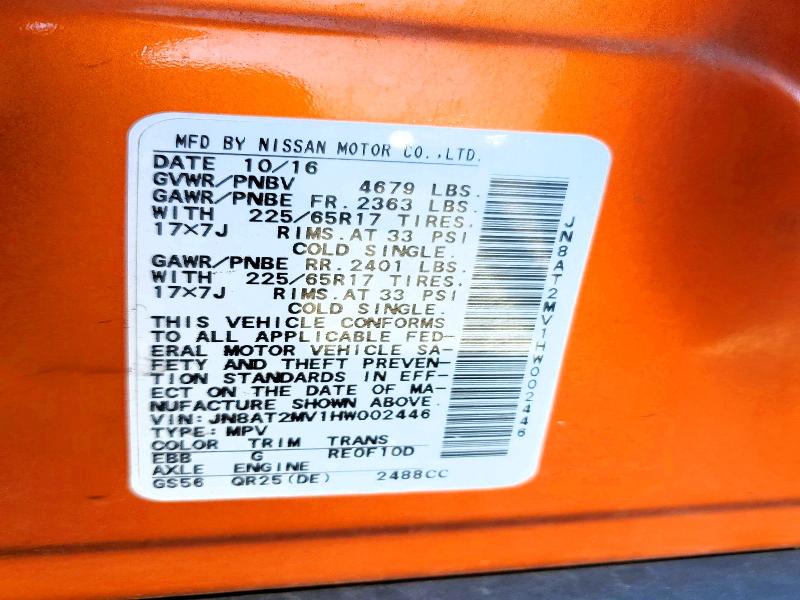 Aukcja sprzedaży 2017 Nissan Rogue, vin: JN8AT2MV1HW002446, numer aukcji: 46568506