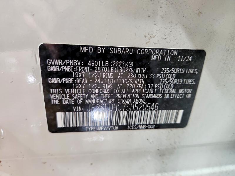 46333656 :رقم المزاد ، JF2SLDHC7SH520546 vin ، 2025 Subaru Forester مزاد بيع