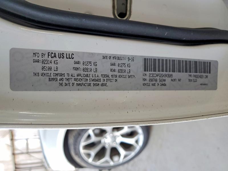 47656556 :رقم المزاد ، 2C3CCAPG2GH343609 vin ، 2016 Chrysler 300c مزاد بيع