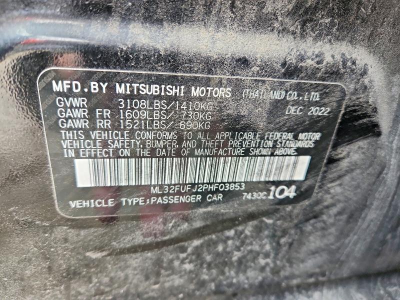 Продаж на аукціоні авто 2023 Mitsubishi Mirage, vin: ML32FUFJ2PHF03853, номер лоту: 41698166