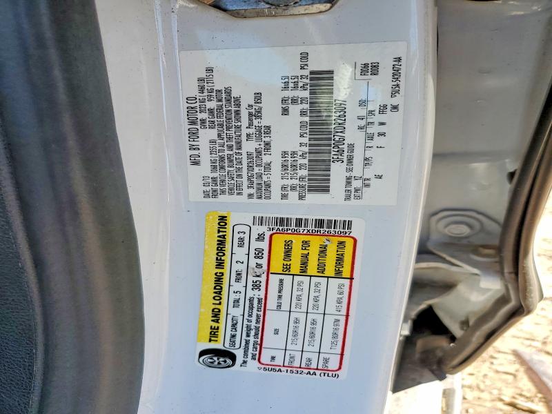 46718936 :رقم المزاد ، 3FA6P0G7XDR263097 vin ، 2013 Ford Fusion مزاد بيع