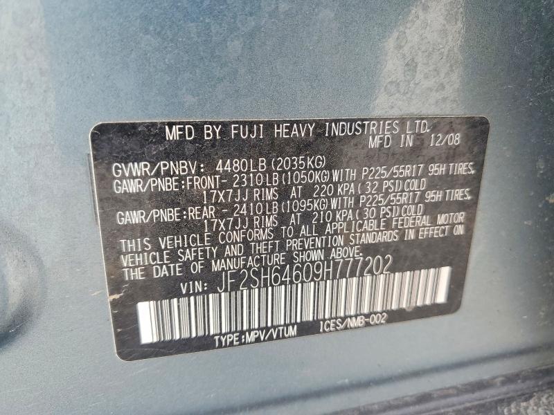 Продажа на аукционе авто 2009 Subaru Forester, vin: JF2SH64609H777202, номер лота: 45973166