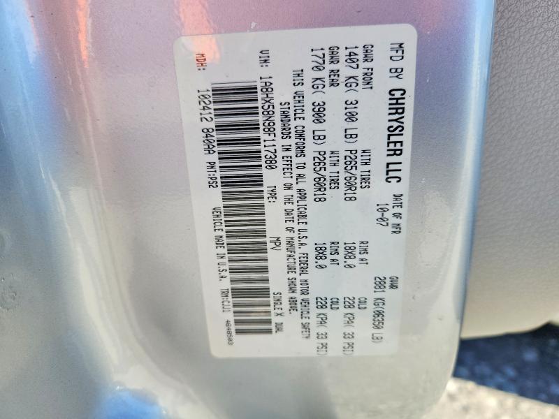 Auction sale of the 2008 Chrysler Aspen, vin: 1A8HX58N98F117380, lot number: 46163436