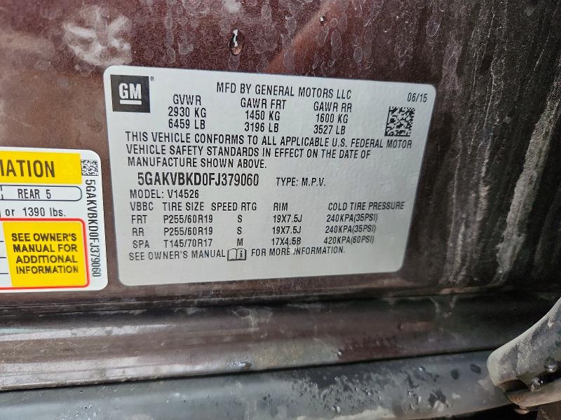 Продаж на аукціоні авто 2015 Buick Enclave, vin: 5GAKVBKD0FJ379060, номер лоту: 45782706