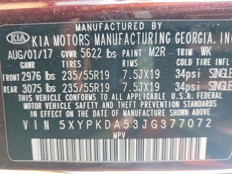 Aukcja sprzedaży 2018 Kia Sorento, vin: 5XYPKDA53JG377072, numer aukcji: 46048156