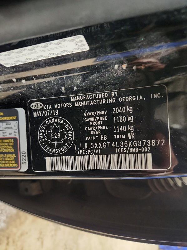 79518035 :رقم المزاد ، 5XXGT4L36KG373872 vin ، 2019 Kia Optima مزاد بيع