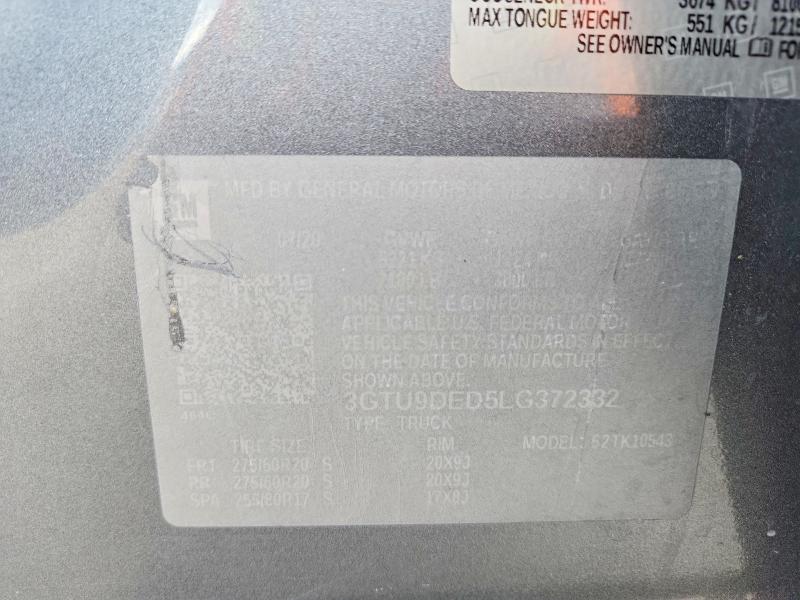 79470625 :رقم المزاد ، 3GTU9DED5LG372332 vin ، 2020 Gmc Sierra مزاد بيع