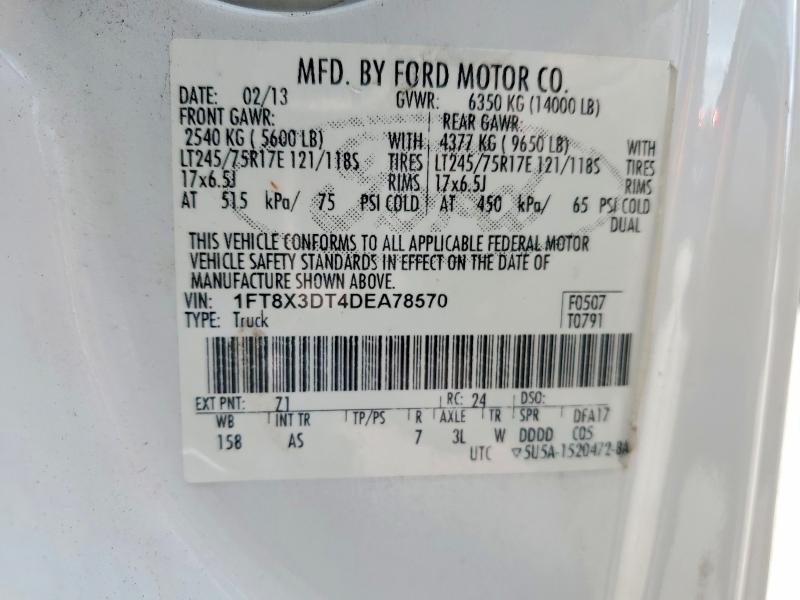 2013 Ford F350 მანქანა იყიდება აუქციონზე, vin: 1FT8X3DT4DEA78570, აუქციონის ნომერი: 47778016