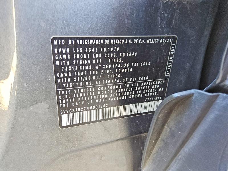 Продажа на аукционе авто 2022 Volkswagen Taos, vin: 3VVCX7B27NM001782, номер лота: 79603175