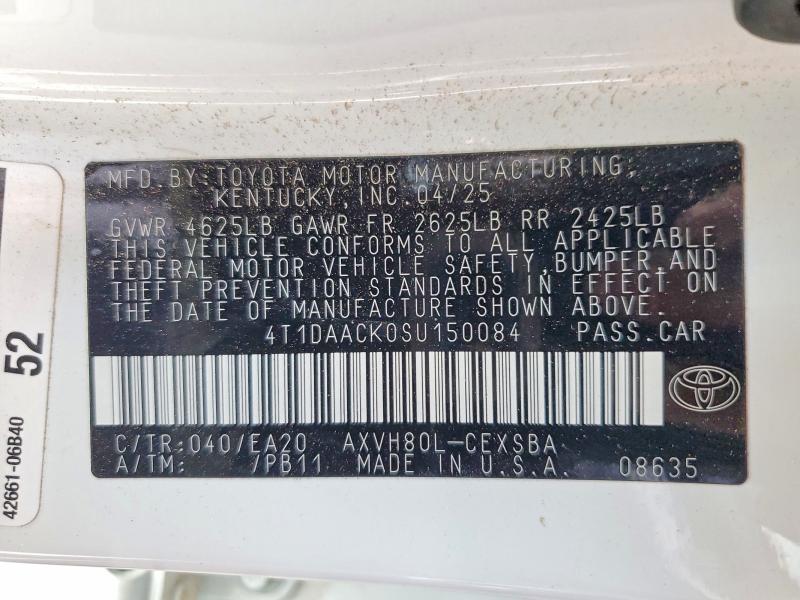 Auction sale of the 2025 Toyota Camry, vin: 4T1DAACK0SU150084, lot number: 79472945