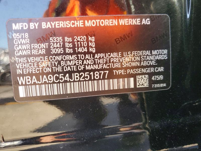 47344366 :رقم المزاد ، WBAJA9C54JB251877 vin ، 2018 Bmw 530e مزاد بيع