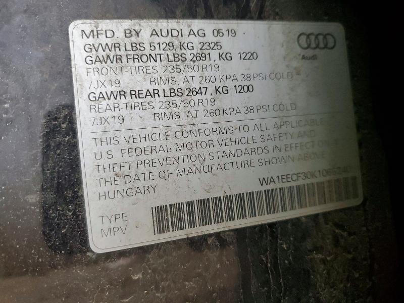 Продаж на аукціоні авто 2019 Audi Q3, vin: WA1EECF30K1065240, номер лоту: 47085566