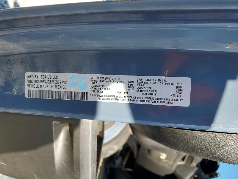 Продаж на аукціоні авто 2021 Ram Promaster 3500, vin: 3C6MRVJG6ME579712, номер лоту: 77084765