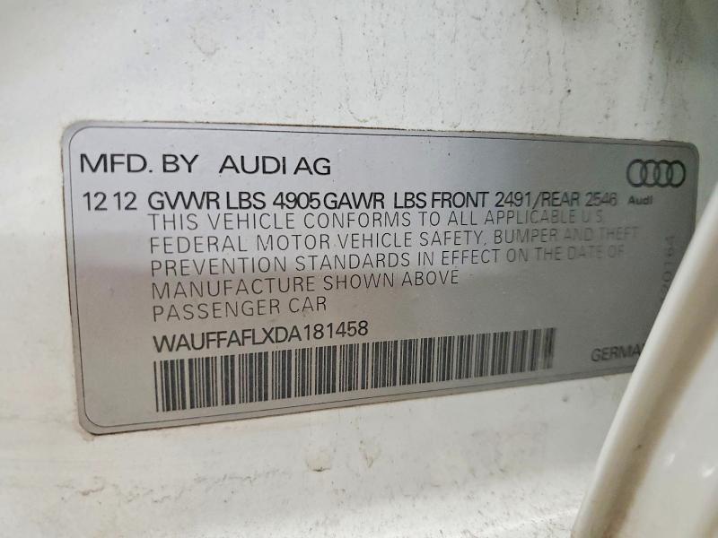 2013 Audi A4 მანქანა იყიდება აუქციონზე, vin: WAUFFAFLXDA181458, აუქციონის ნომერი: 45731836