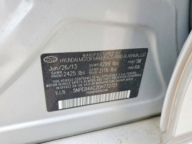 Aukcja sprzedaży 2013 Hyundai Sonata, vin: 5NPEB4AC2DH772721, numer aukcji: 47948156