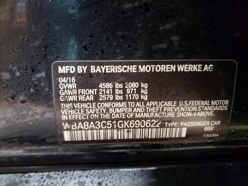 78684335 :رقم المزاد ، WBA8A3C51GK690622 vin ، 2016 Bmw 320 مزاد بيع